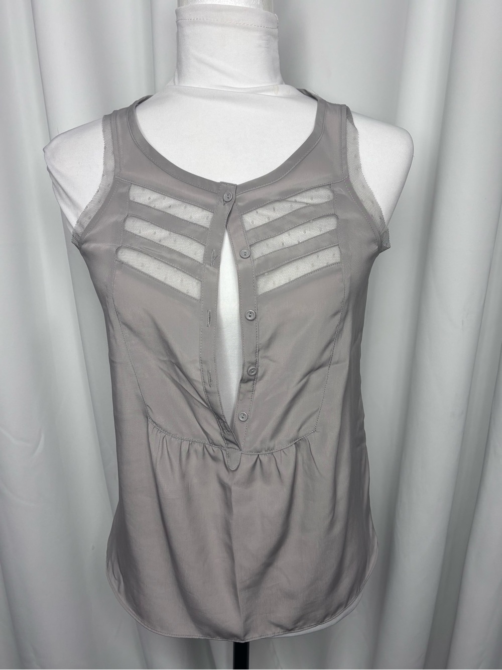Princess Vera Wang Light Gray Sheer-Panel Tank Top
